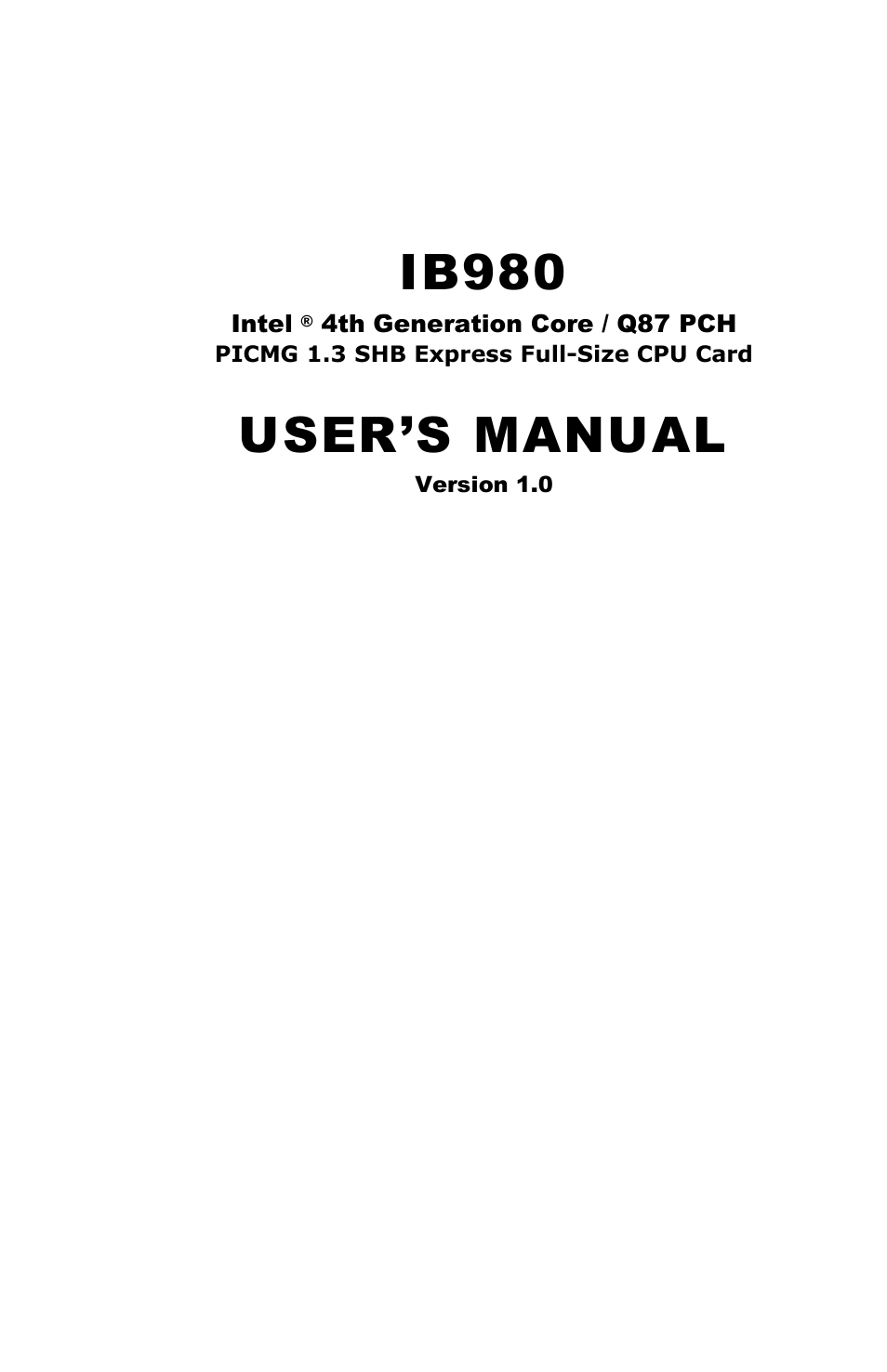 IBASE IB980 User Manual | 80 pages