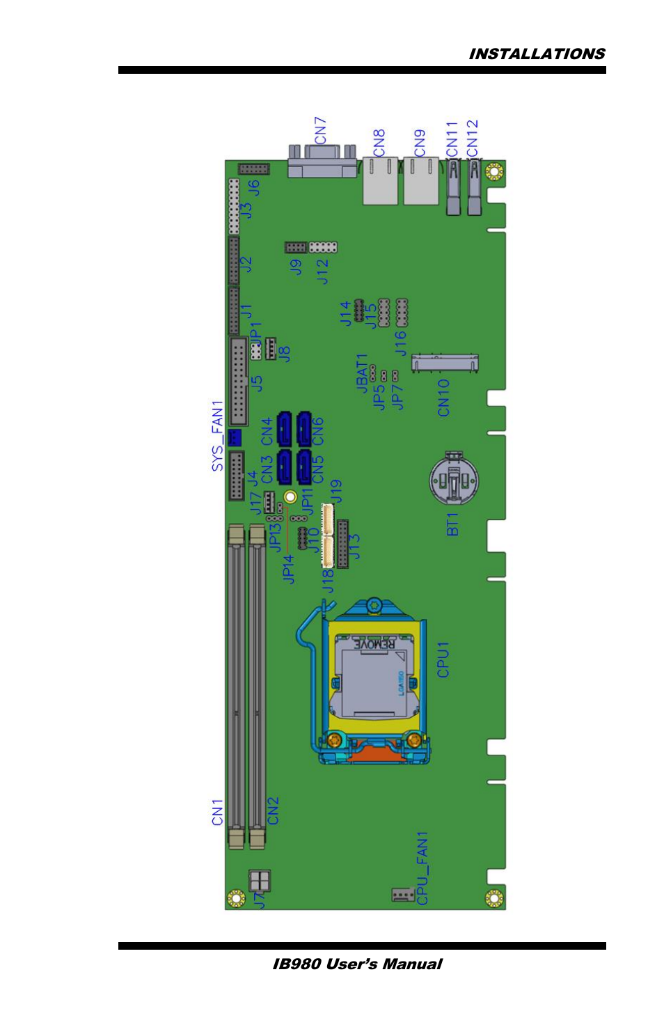 Connector locations on ib980 | IBASE IB980 User Manual | Page 19 / 80