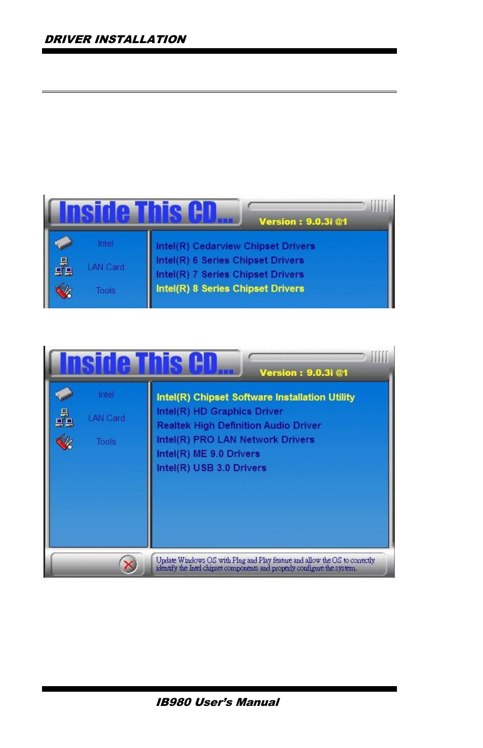 Intel chipset software installation utility | IBASE IB980 User Manual | Page 60 / 80