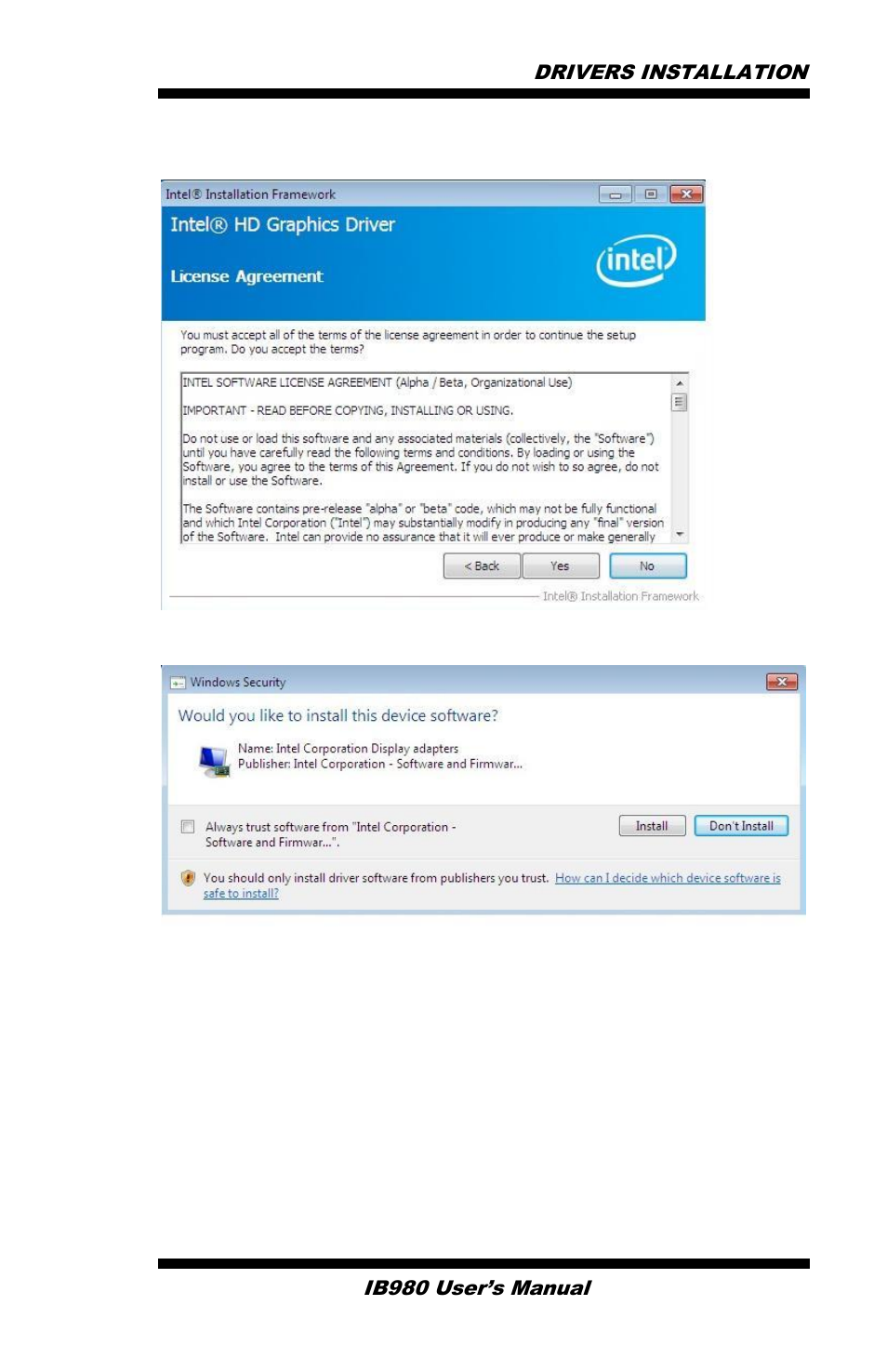 Drivers installation ib980 user’s manual | IBASE IB980 User Manual | Page 63 / 80