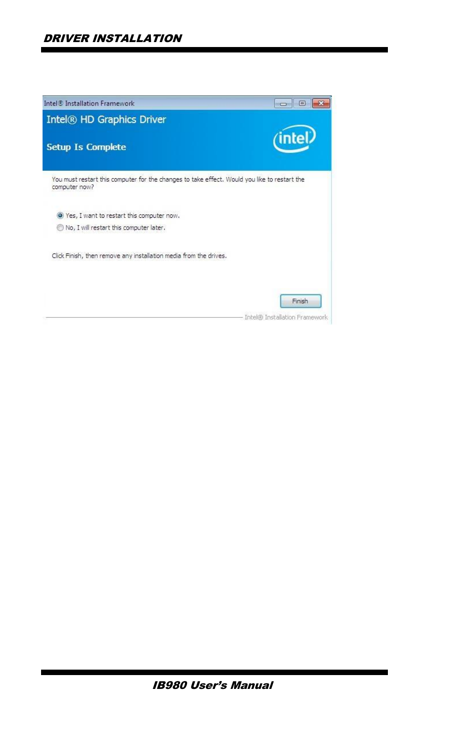 Driver installation, Ib980 user’s manual | IBASE IB980 User Manual | Page 64 / 80