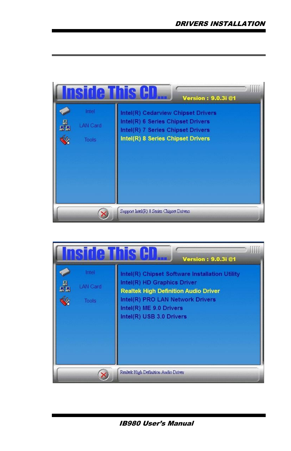 Realtek hd audio driver installation, Click realtek high definition audio driver | IBASE IB980 User Manual | Page 65 / 80