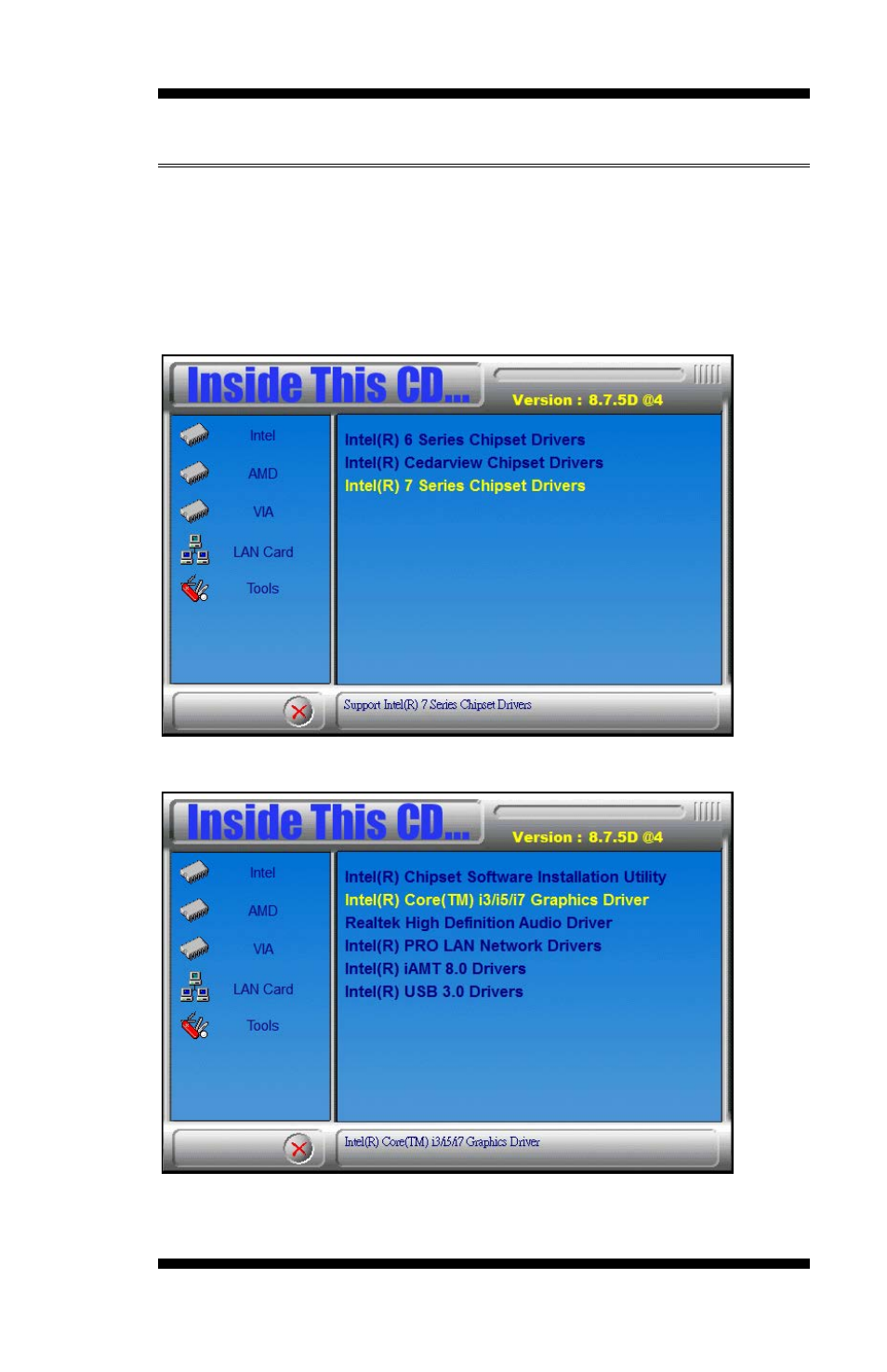 Vga drivers installation, Click intel(r) q77 chipset family graphics driver | IBASE IB970 User Manual | Page 57 / 78