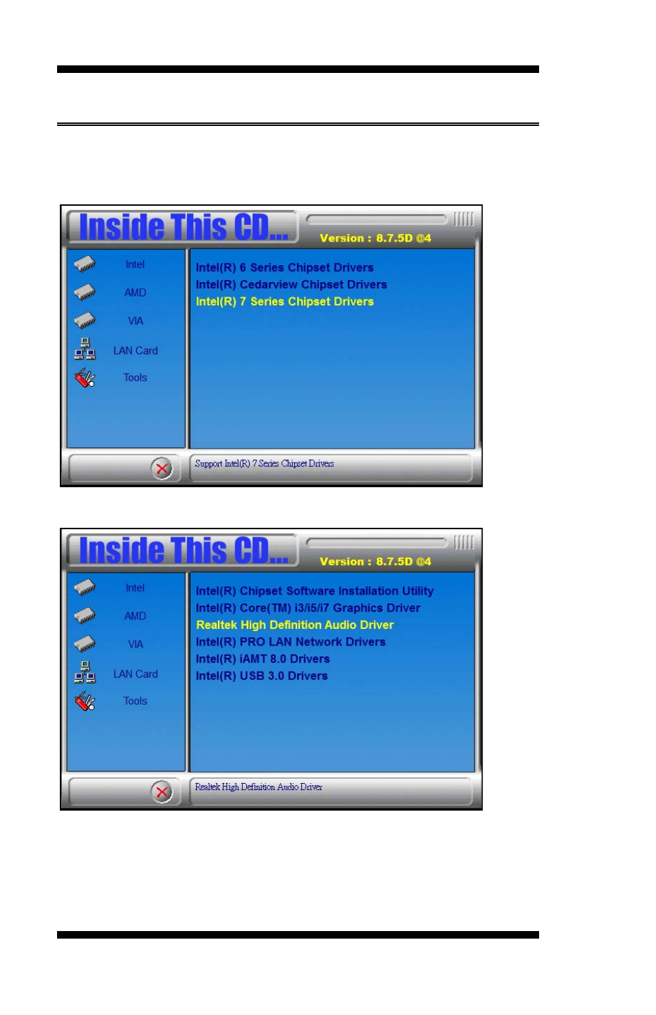 Realtek hd audio driver installation, Click realtek high definition audio driver | IBASE IB970 User Manual | Page 60 / 78