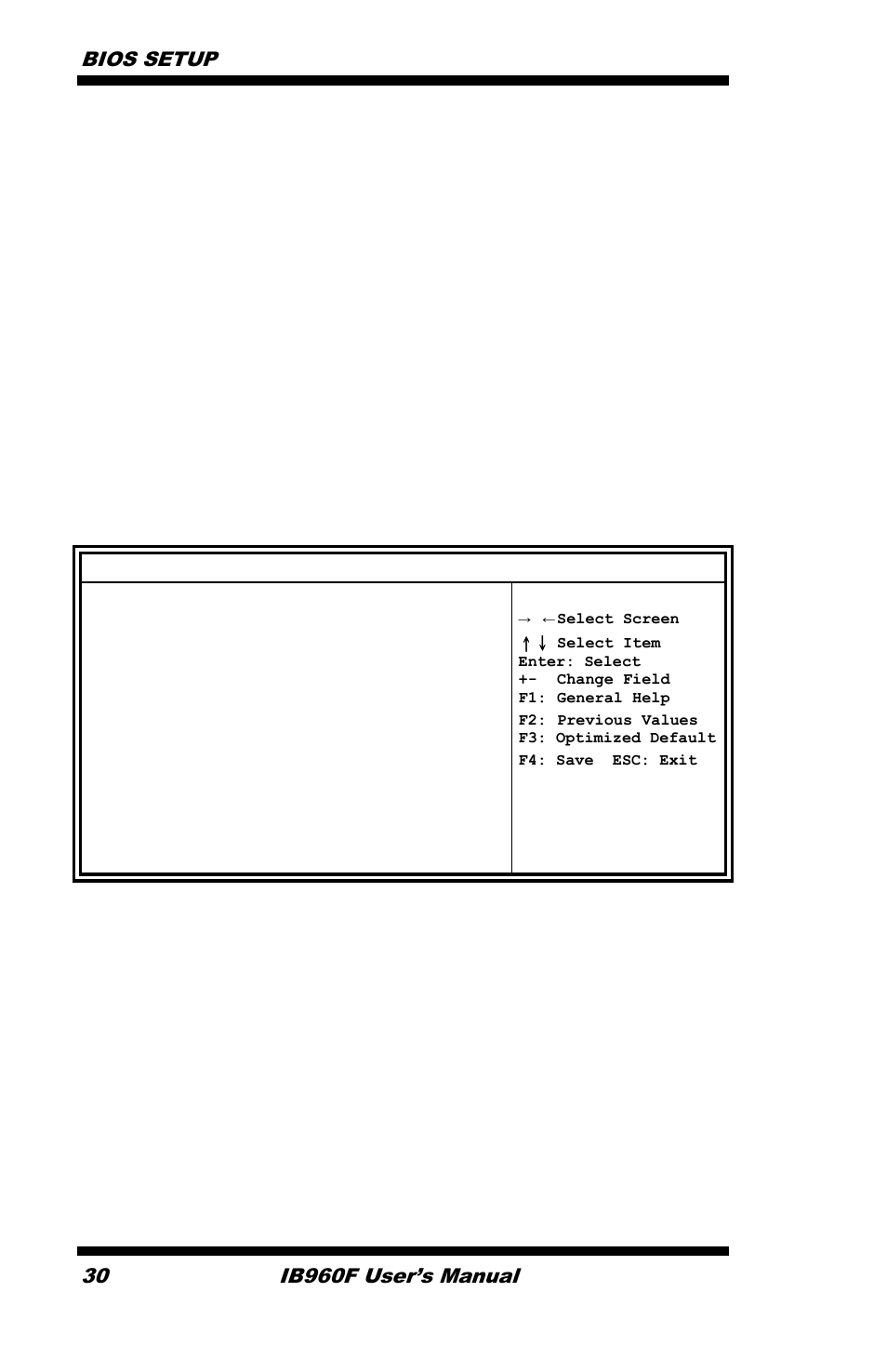 Bios setup, Ib960f user’s manual | IBASE IB960 User Manual | Page 34 / 64