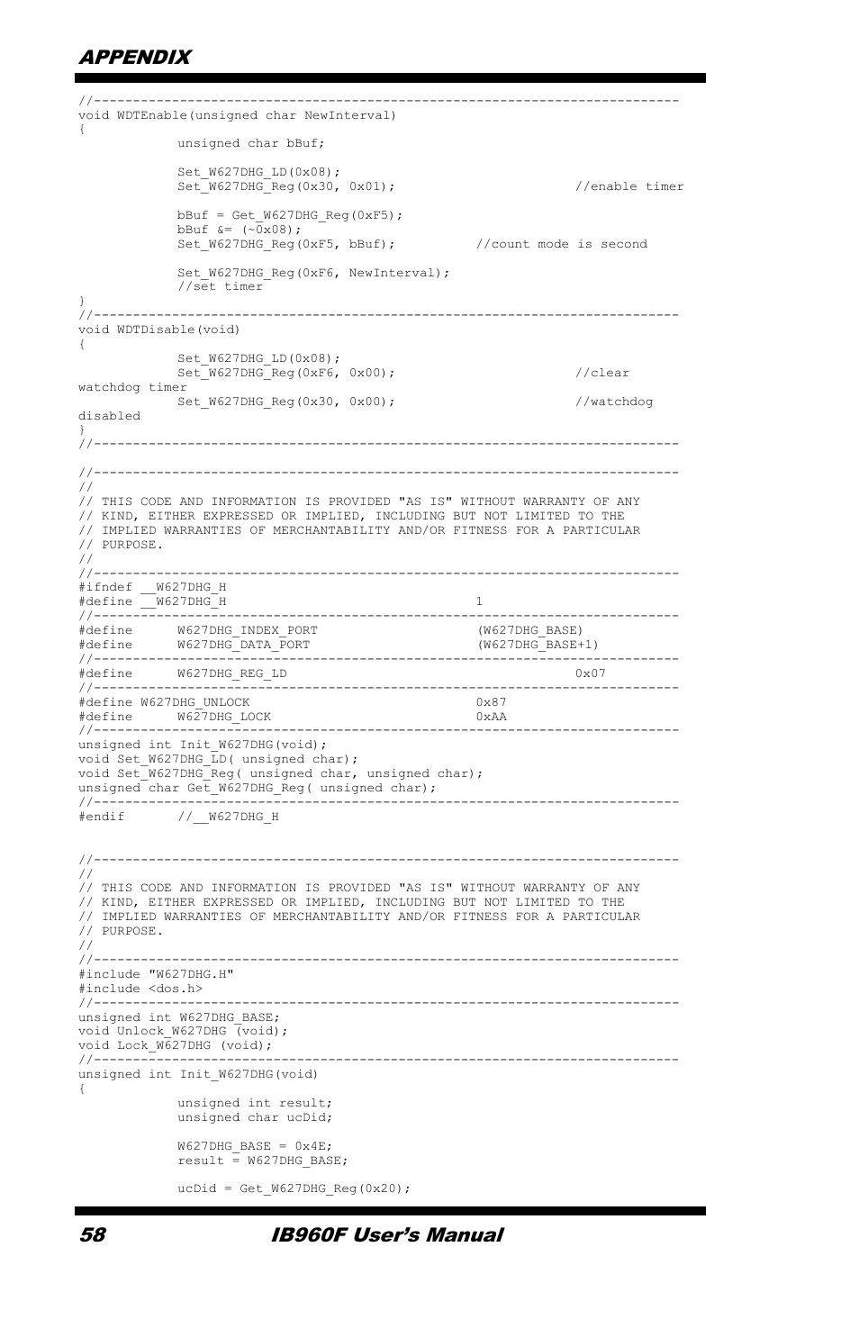Appendix 58, Ib960f user’s manual | IBASE IB960 User Manual | Page 62 / 64