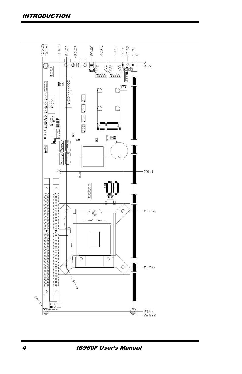 Board dimensions | IBASE IB960 User Manual | Page 8 / 64