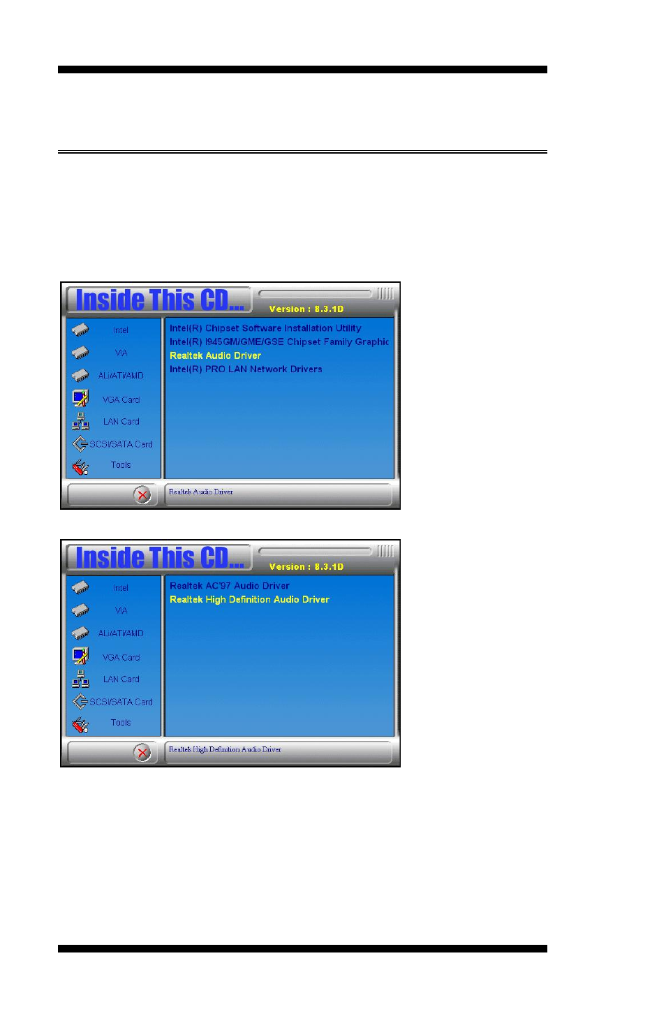 Realtek high definition, Audio driver installation, Realtek high definition audio driver installation | Click realtek high definition audio driver | IBASE IB827 User Manual | Page 54 / 66
