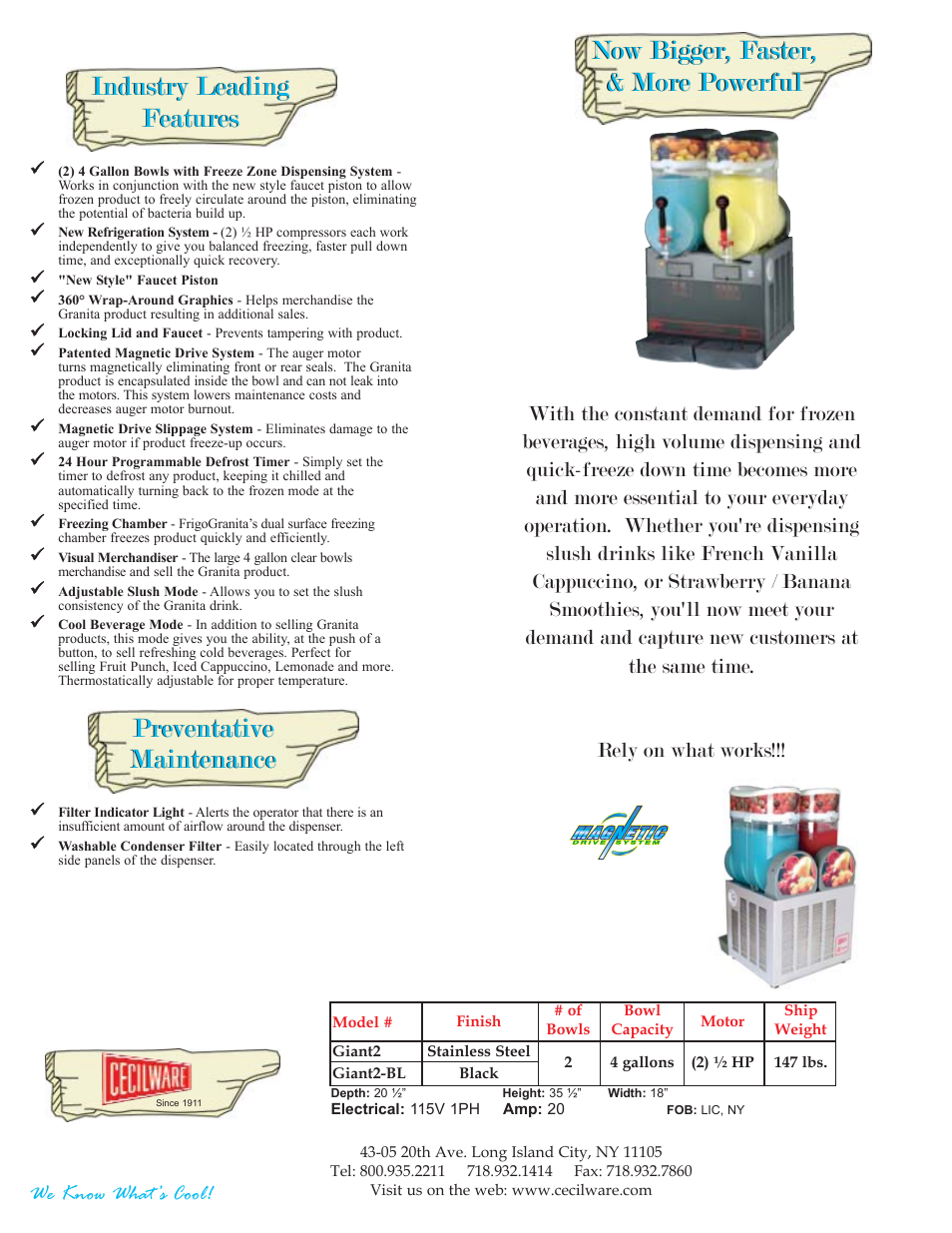 Cecilware FrigoGranita Giant2 User Manual | Page 2 / 2