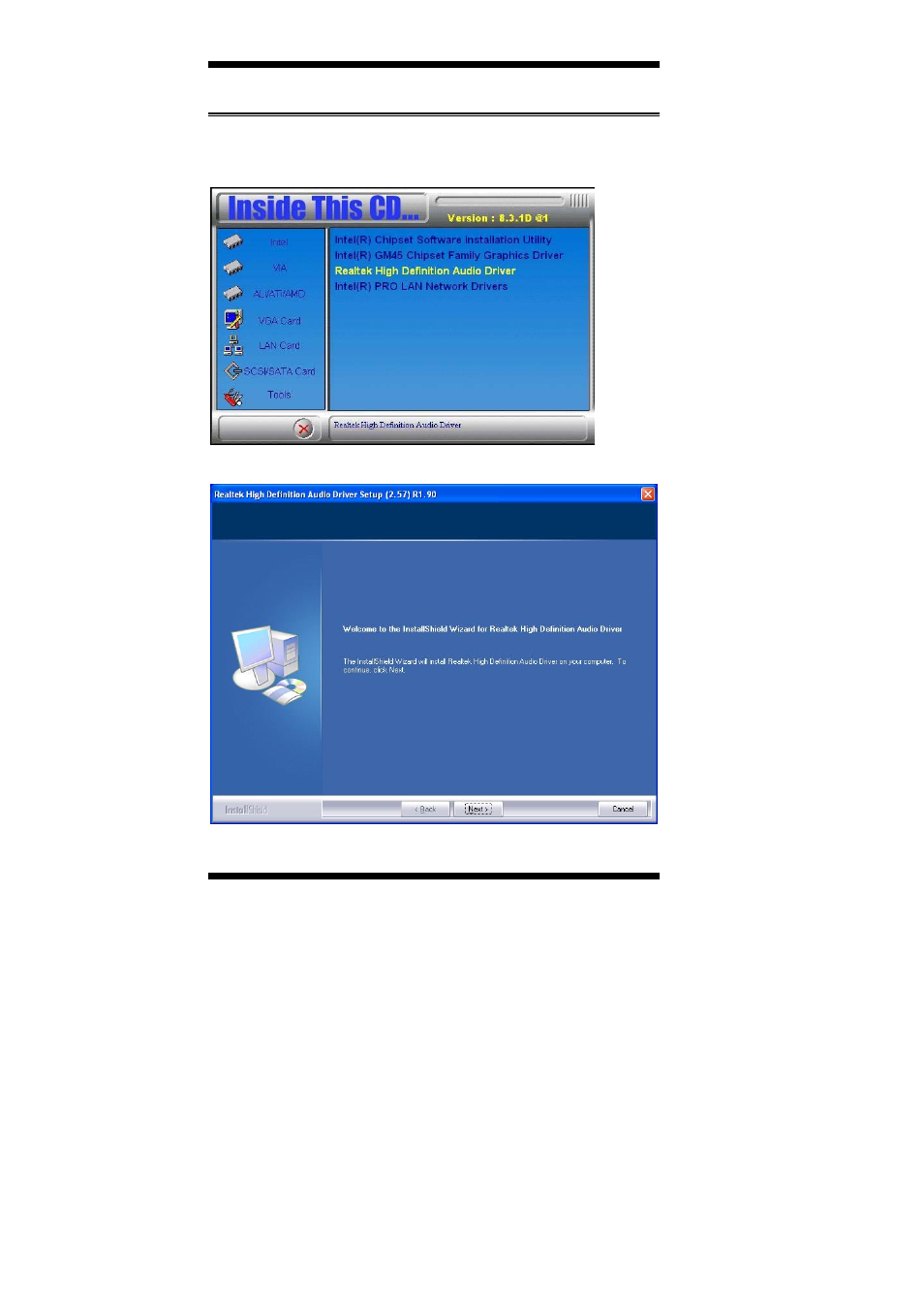 Realtek audio driver installation | IBASE IB946 User Manual | Page 54 / 62
