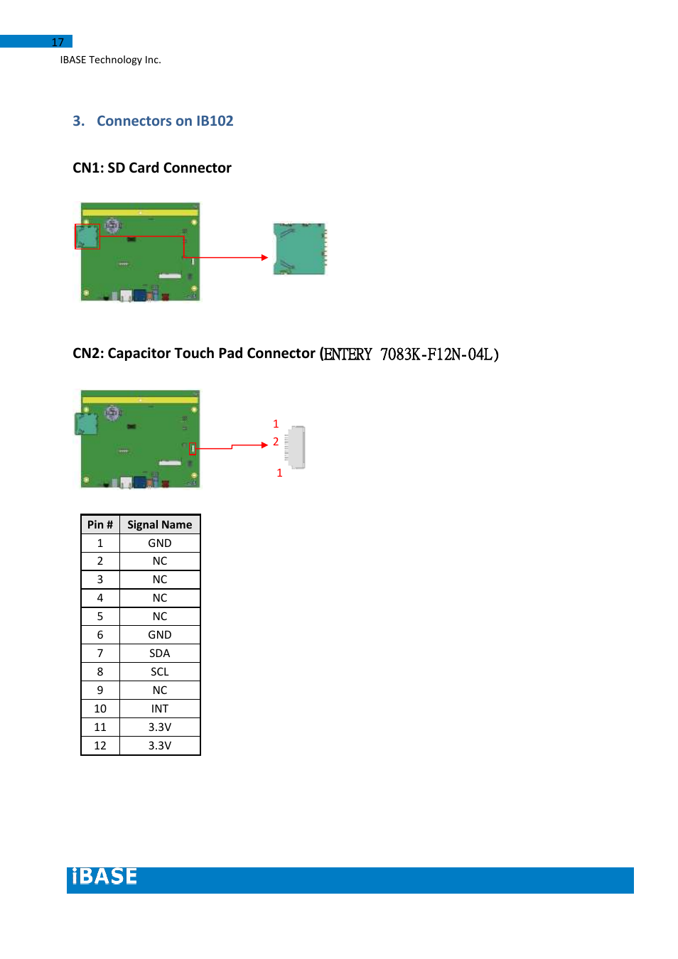 Connectors on ib102, Cn1: sd card connector | IBASE IB102 User Manual | Page 17 / 67