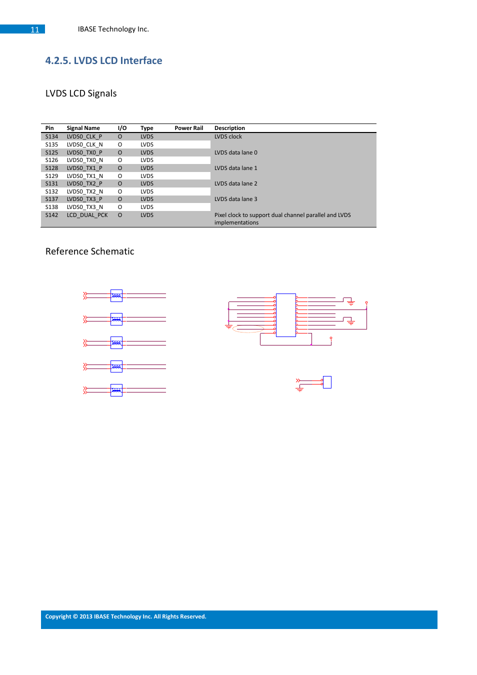 Lvds lcd interface, Lvds lcd signals, Reference schematic | Ibase technology inc | IBASE SMARC Evaluation Kit User Manual | Page 37 / 93