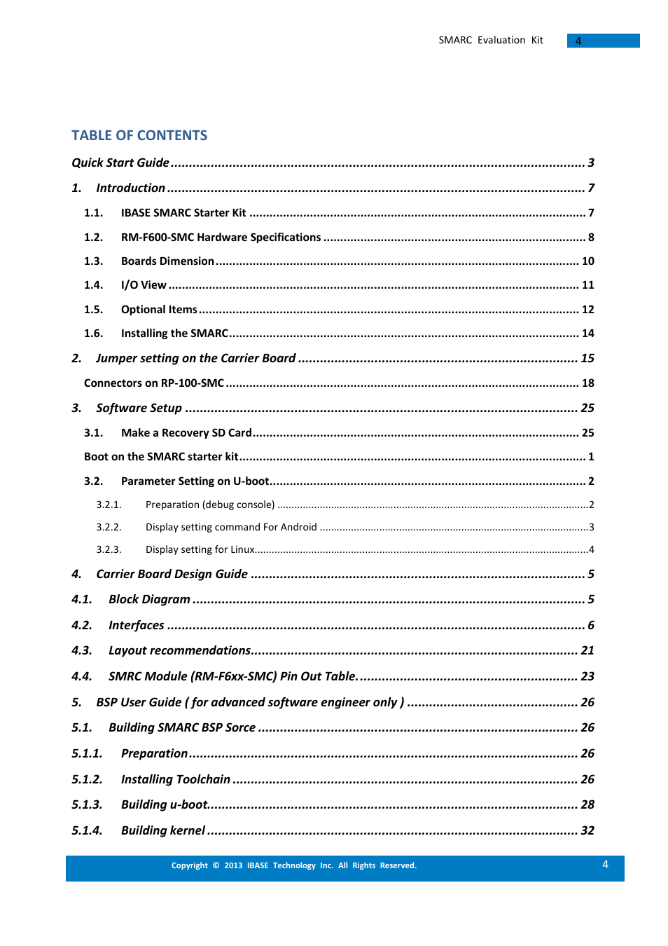 IBASE SMARC Evaluation Kit User Manual | Page 4 / 93