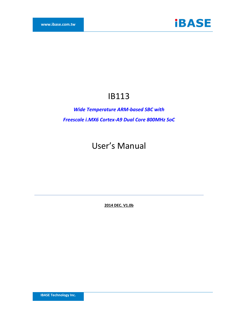 IBASE IB113 User Manual | 63 pages