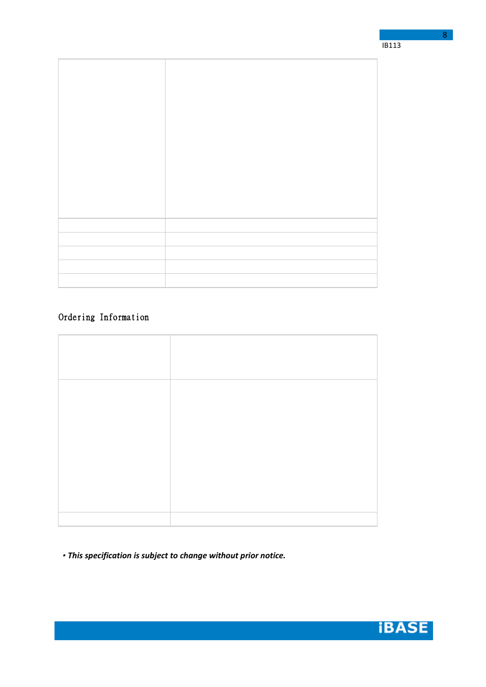 IBASE IB113 User Manual | Page 8 / 63