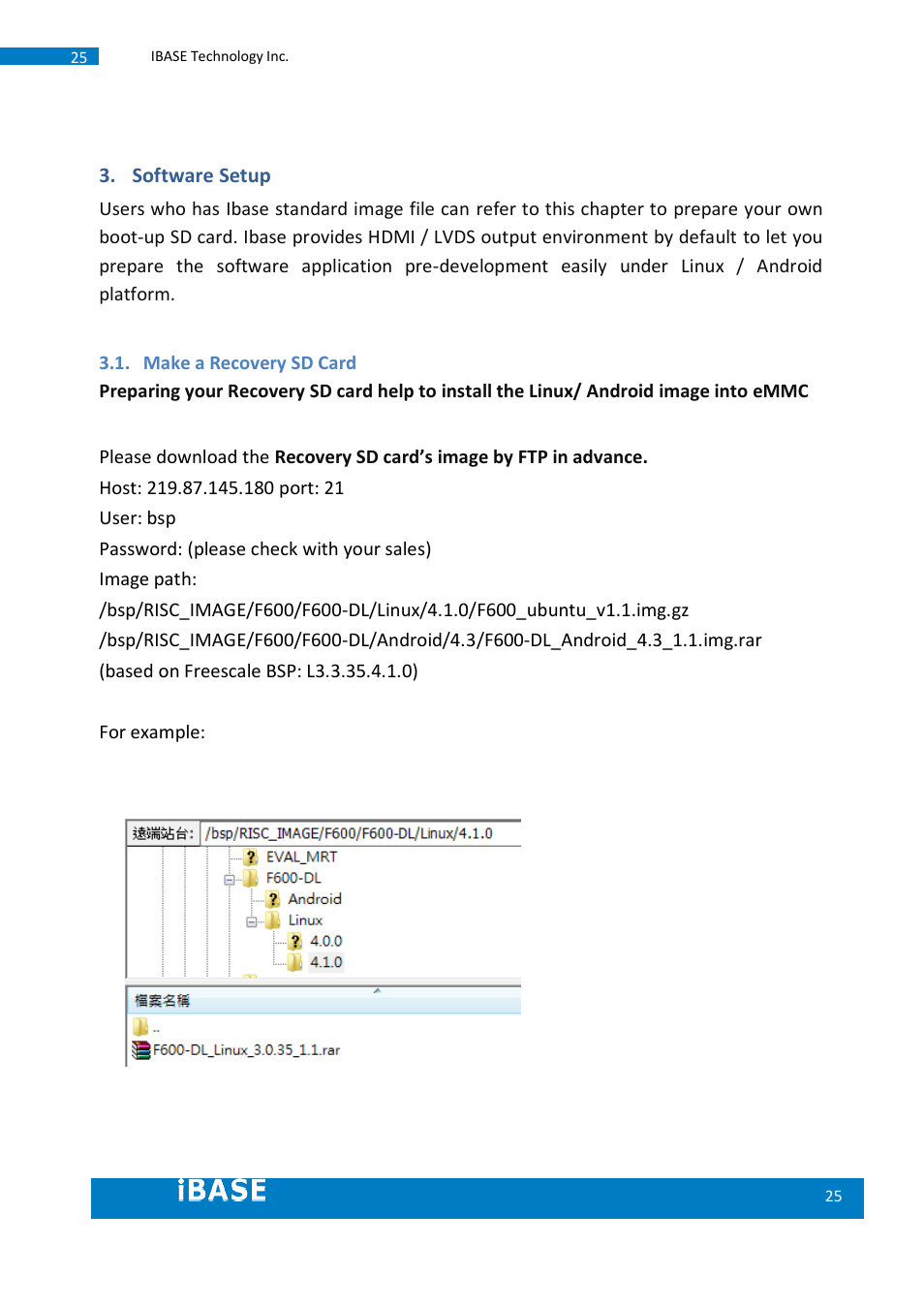 Software setup, Make a recovery sd card | IBASE SMARC-EVK1 User Manual | Page 25 / 92