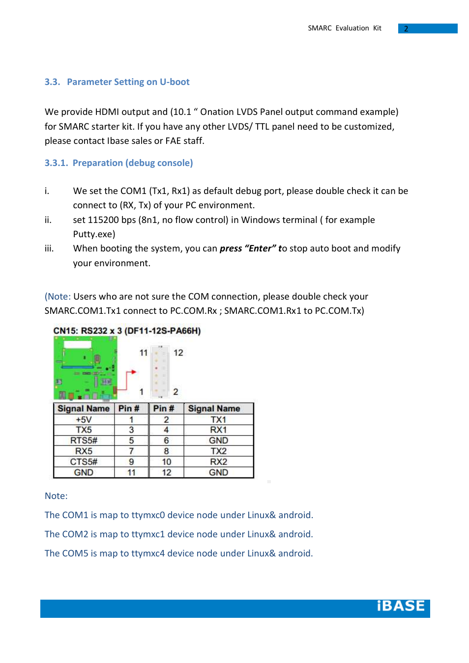 Parameter setting on u-boot, Preparation (debug console) | IBASE SMARC-EVK1 User Manual | Page 28 / 92