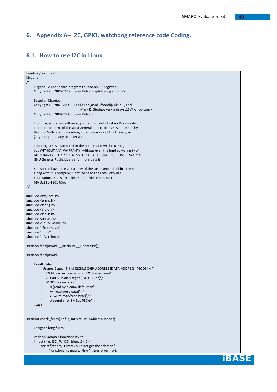 How to use i2c in linux | IBASE SMARC-EVK1 User Manual | Page 66 / 92