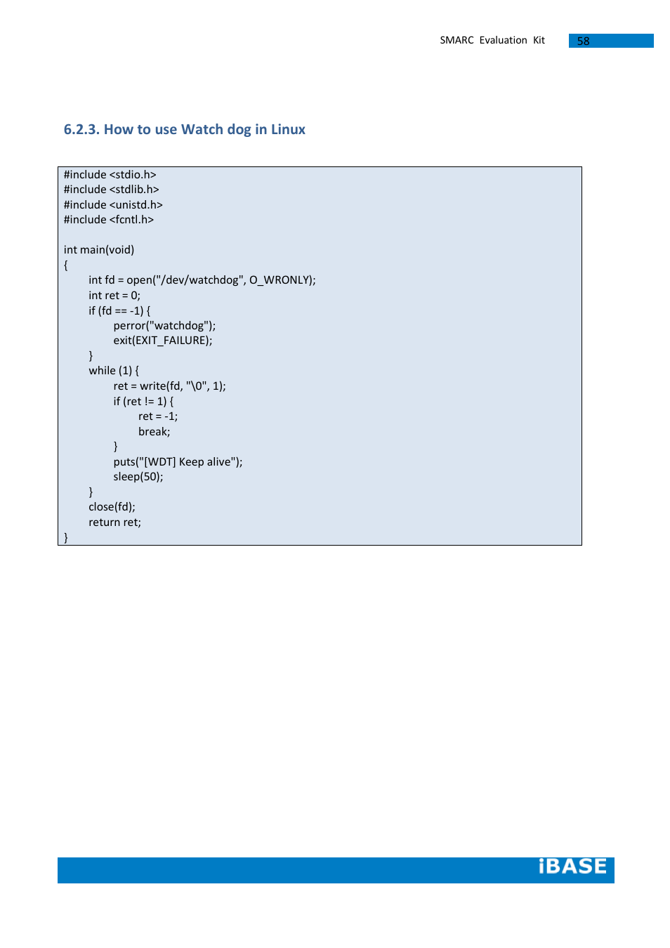 How to use watch dog in linux | IBASE SMARC-EVK1 User Manual | Page 84 / 92