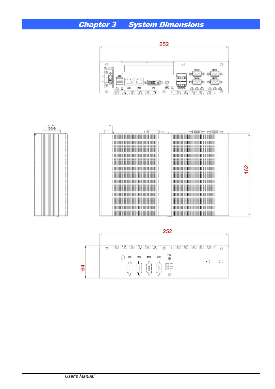 Chapter 3, System dimensions, Chapter 3 system dimensions | IBASE AMS100-807 User Manual | Page 6 / 12