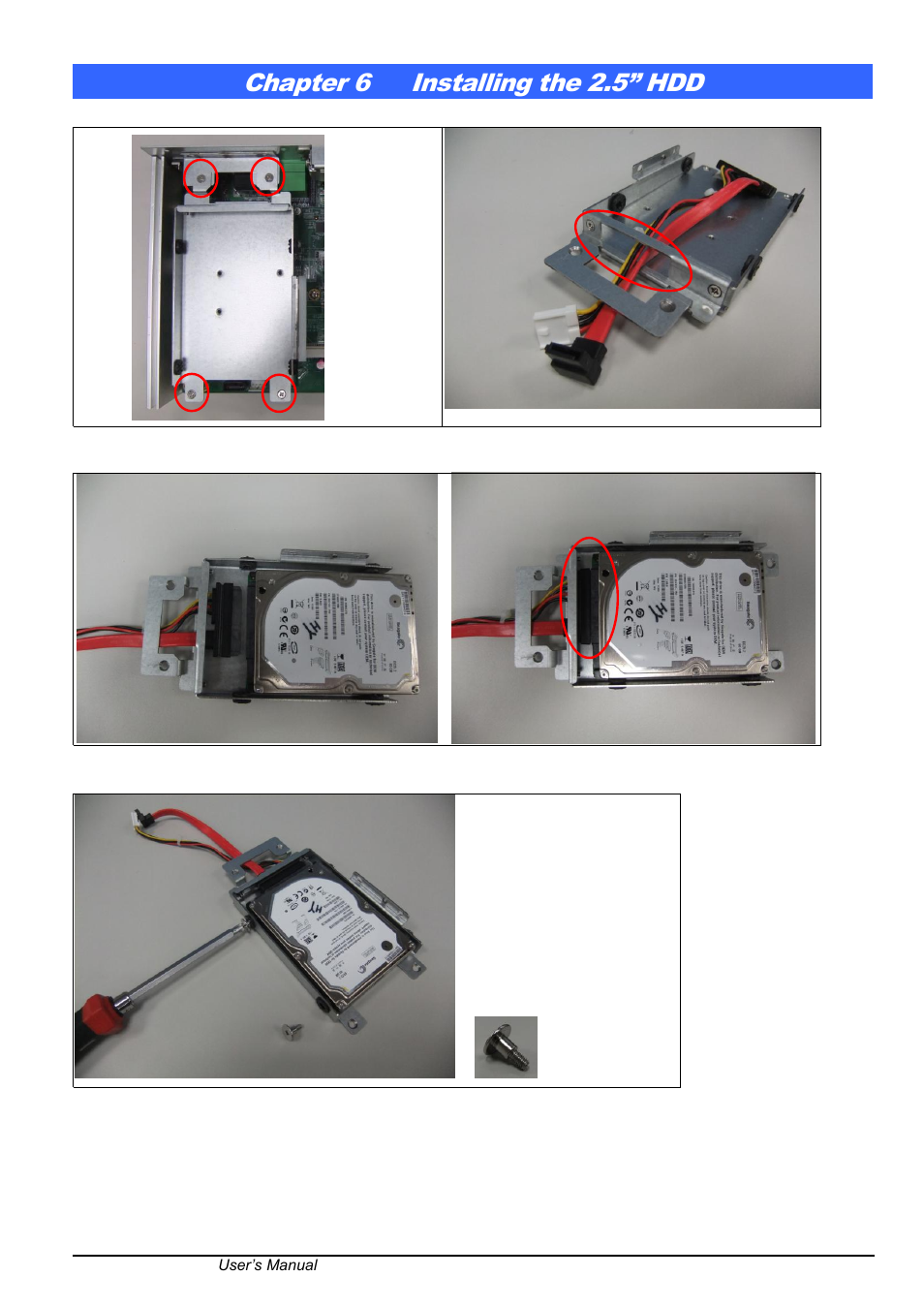 Chapter 6, Installing the, 5” hdd | Chapter 6 installing the 2.5” hdd | IBASE AMS100-807 User Manual | Page 8 / 12
