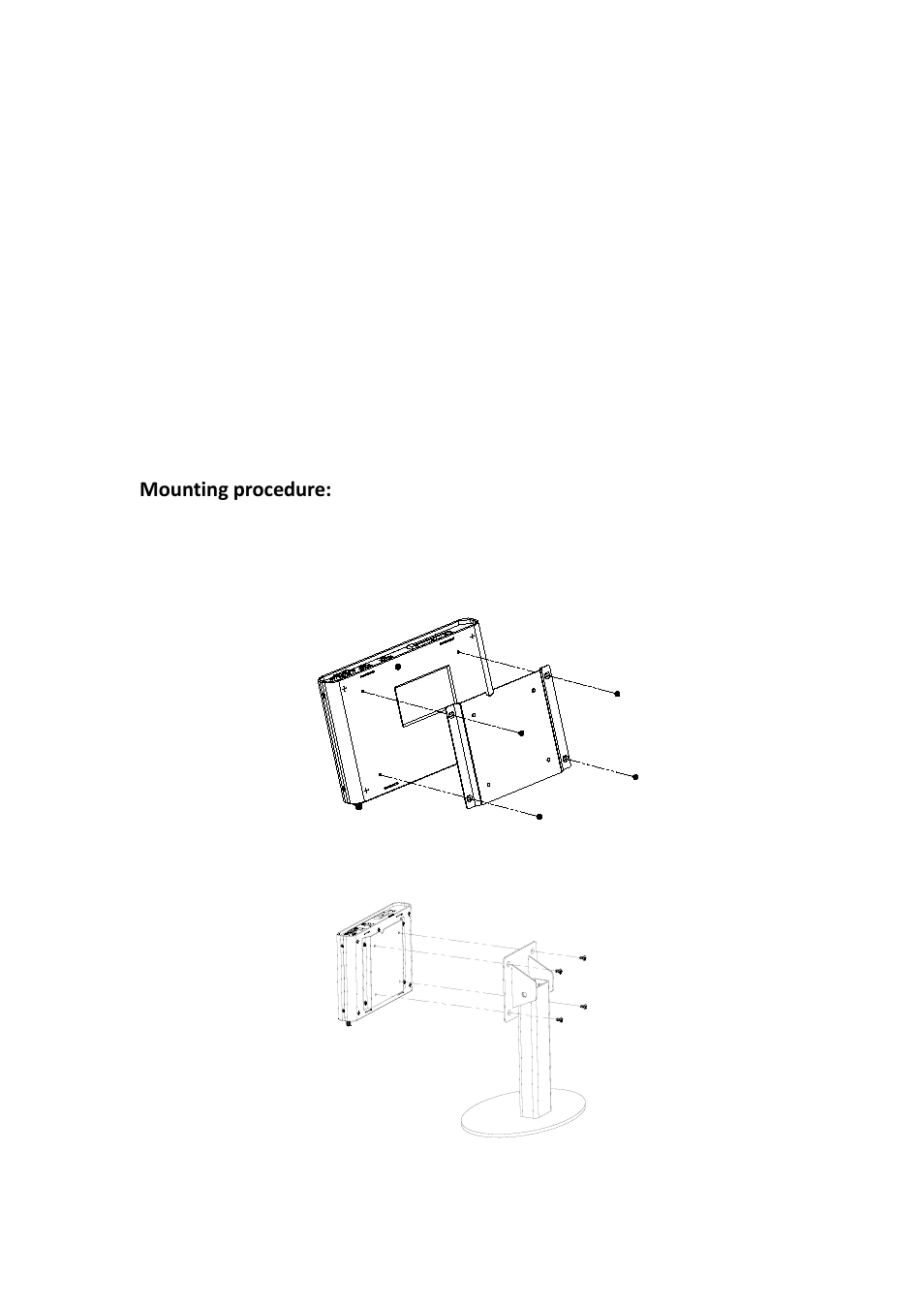 Mounting csb200-888 to vesa mounting bracket, Mounting procedure | IBASE CSB200-888 User Manual | Page 11 / 13