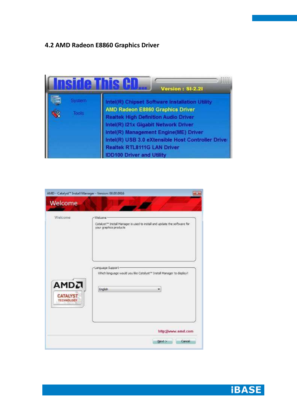 2 amd radeon e8860 graphics driver | IBASE SI-60E User Manual | Page 56 / 103