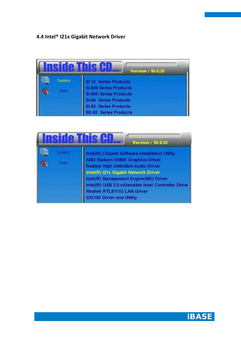 4 intel® i21x gigabit network driver | IBASE SI-60E User Manual | Page 62 / 103