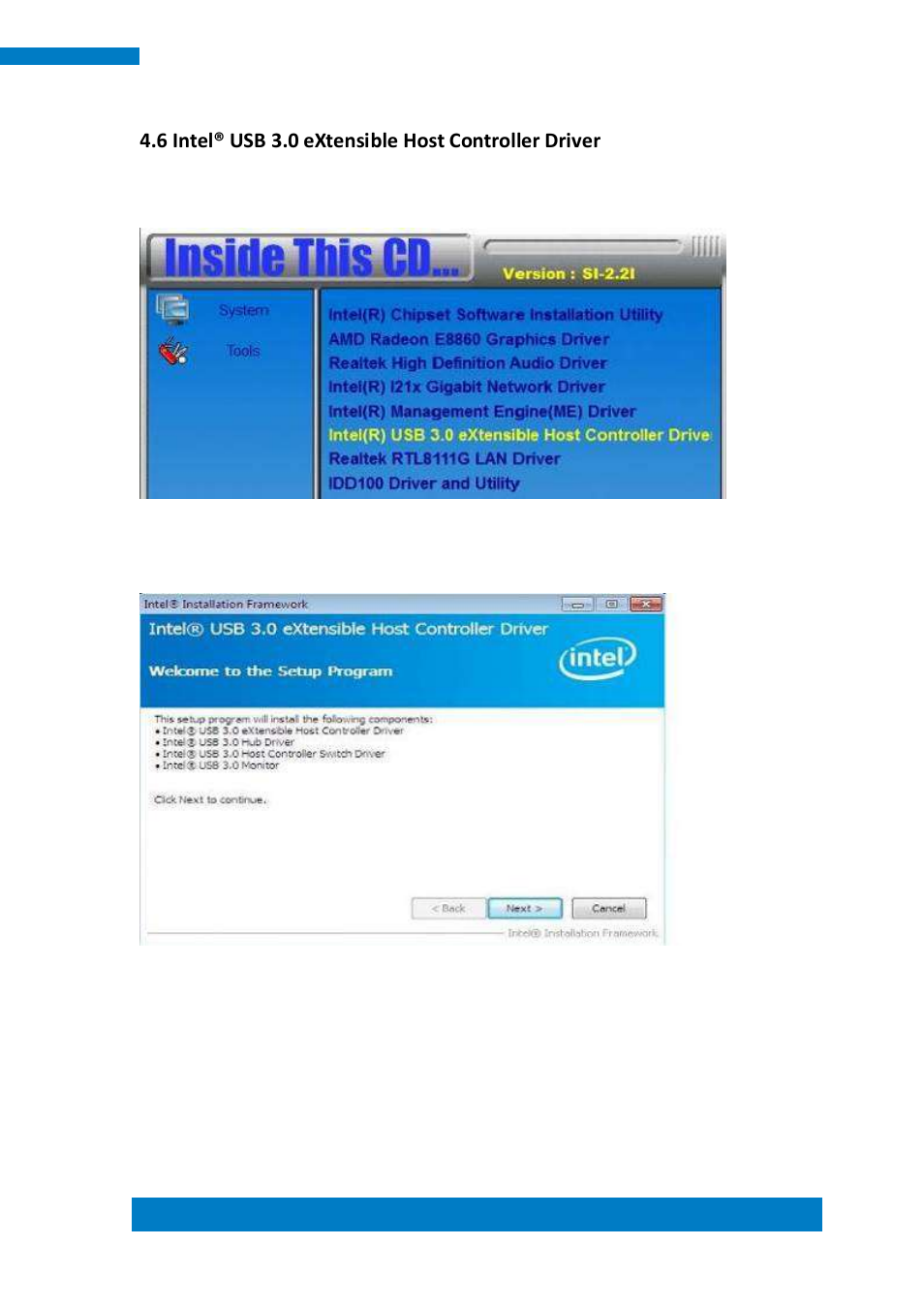 6 intel® usb 3.0 extensible host controller driver | IBASE SI-60E User Manual | Page 69 / 103