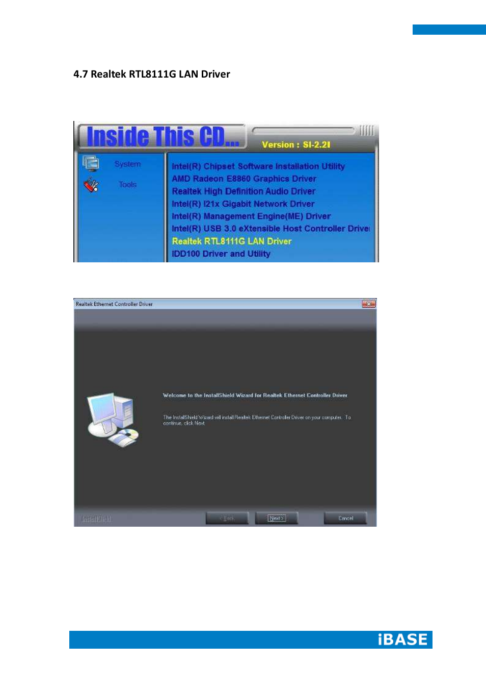 7 realtek rtl8111g lan driver | IBASE SI-60E User Manual | Page 72 / 103