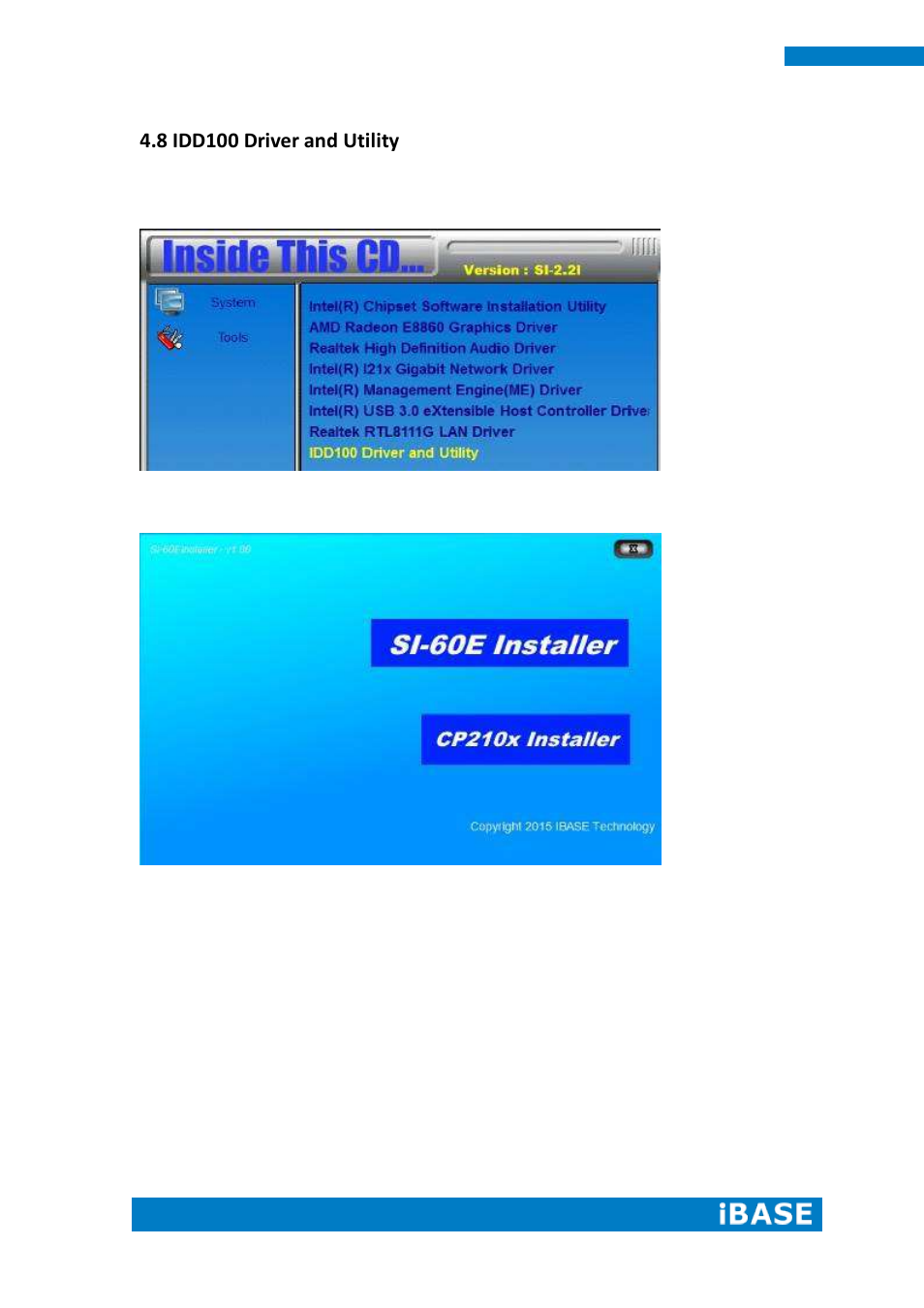 8 idd100 driver and utility | IBASE SI-60E User Manual | Page 74 / 103