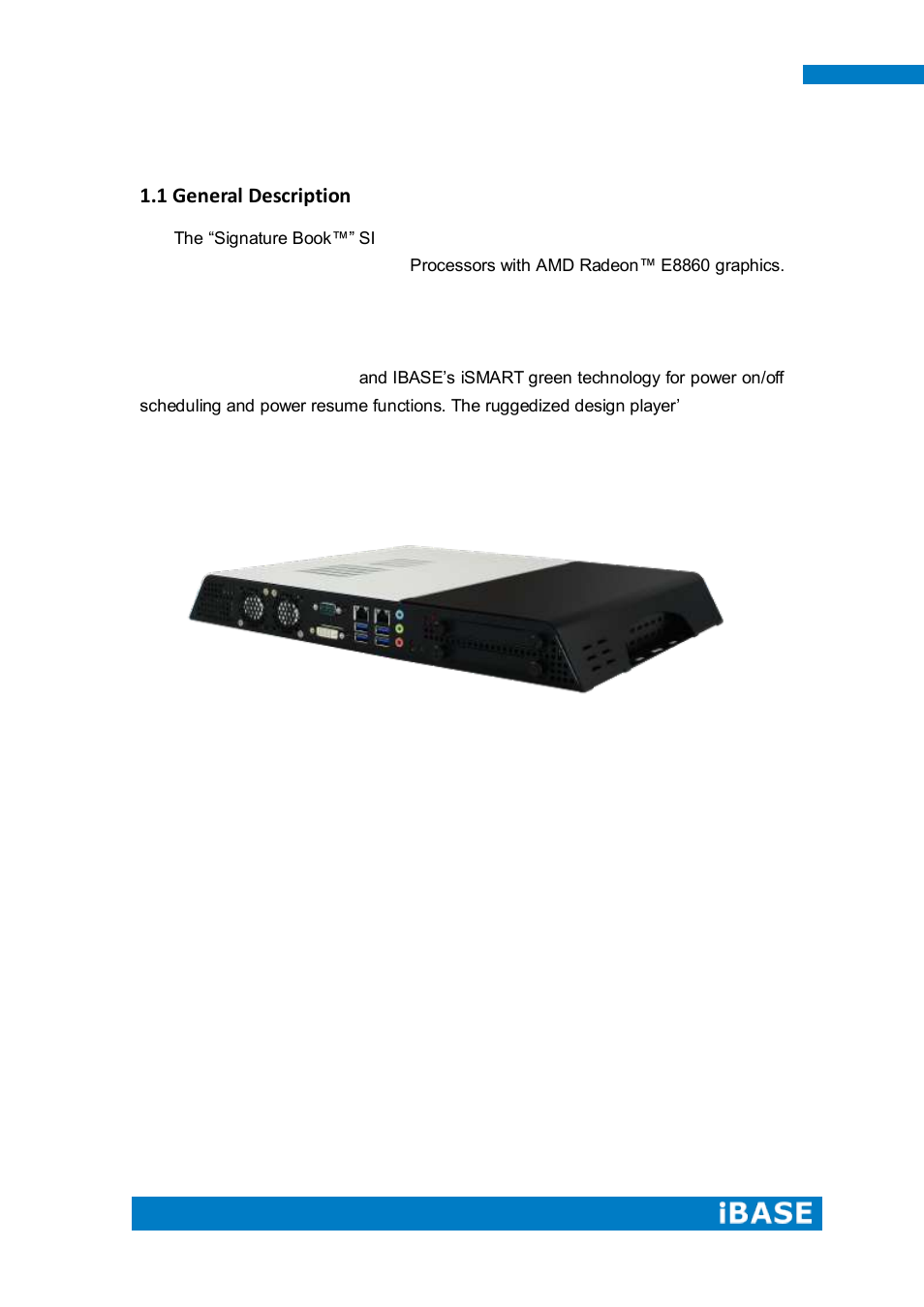 Chapter 1 introduction, 1 general description | IBASE SI-60E User Manual | Page 9 / 103