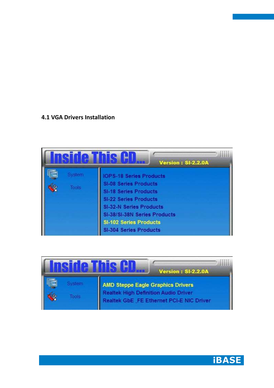 Chapter 4 drivers installation, 1 vga drivers installation | IBASE SI-102-N User Manual | Page 40 / 51