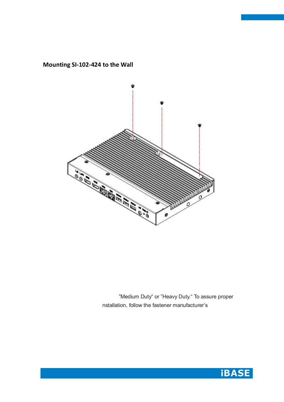 Appendix, Mounting si-102-424 to the wall, Wall mounting requirements | IBASE SI-102-N User Manual | Page 48 / 51