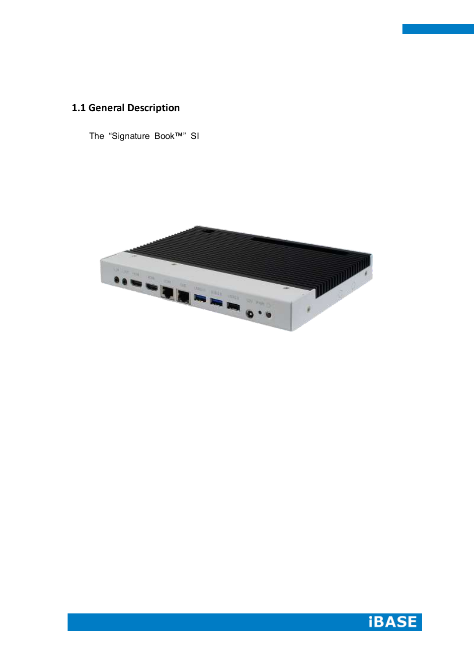 1 general description 1.2 system specifications, Chapter 1 introduction, 1 general description | IBASE SI-102-N User Manual | Page 8 / 51
