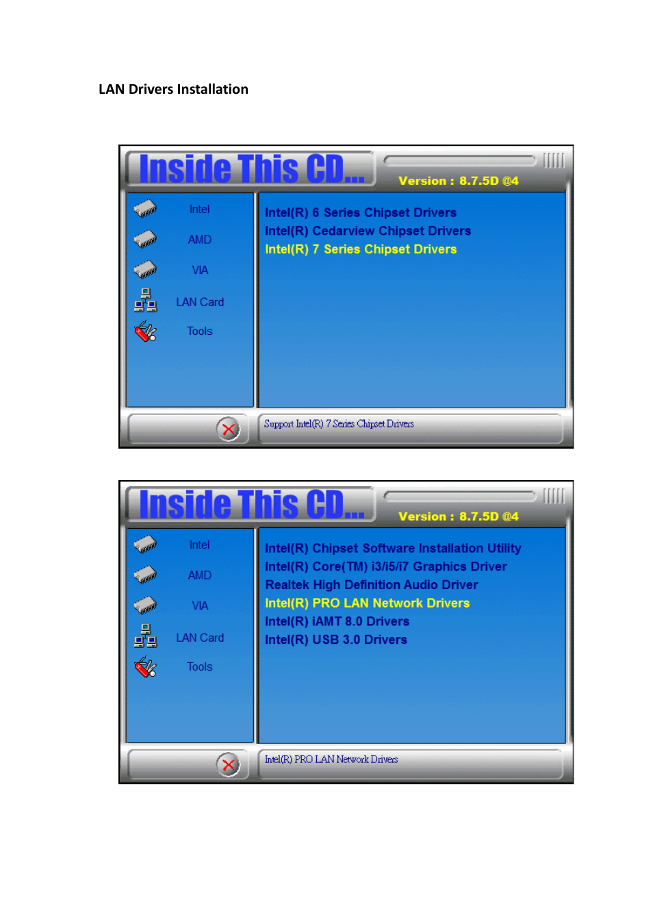 Lan drivers installation | IBASE IOPS-76 User Manual | Page 28 / 36