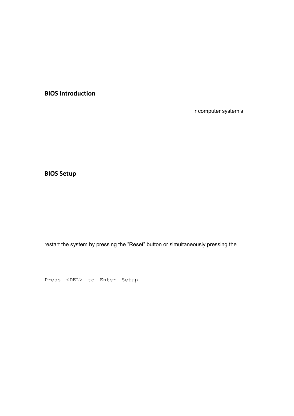 Bios setup, Bios introduction | IBASE SI-28 User Manual | Page 18 / 44