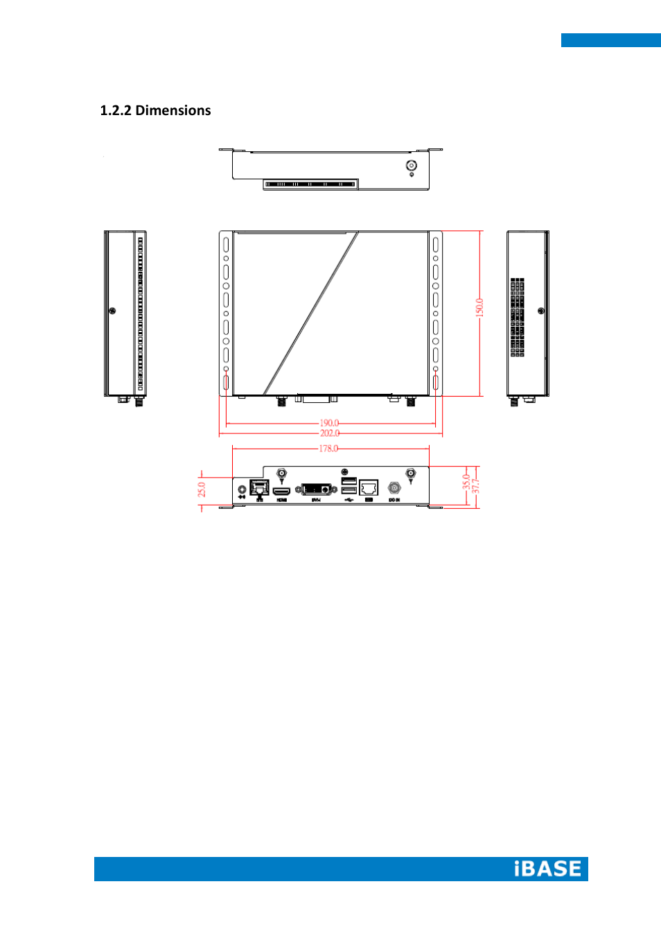 2 dimensions | IBASE SI-62 User Manual | Page 10 / 73