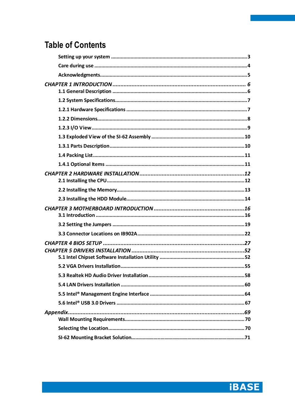 IBASE SI-62 User Manual | Page 4 / 73