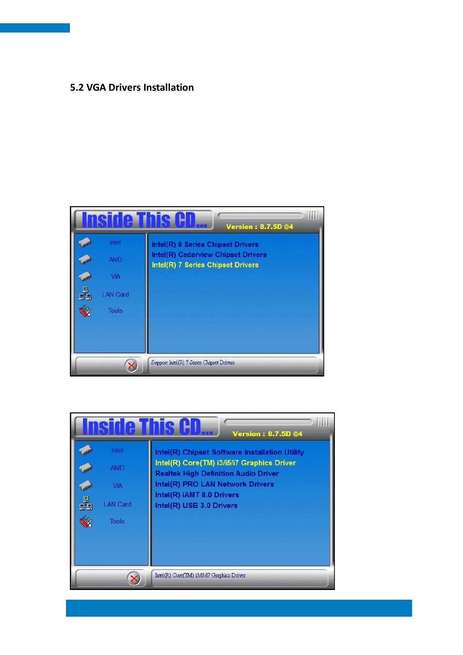 2 vga drivers installation | IBASE SI-62 User Manual | Page 57 / 73
