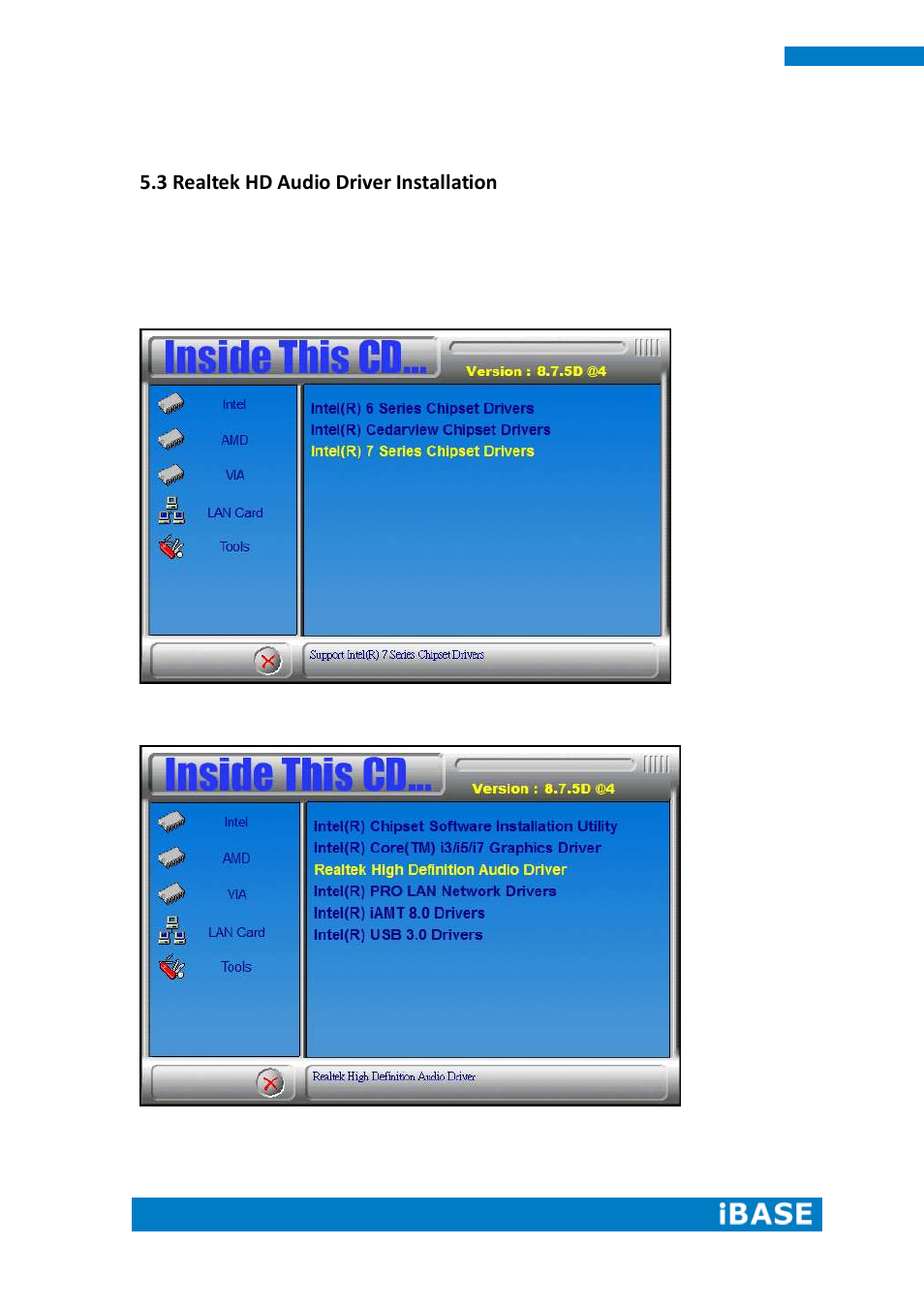3 realtek hd audio driver installation | IBASE SI-62 User Manual | Page 60 / 73