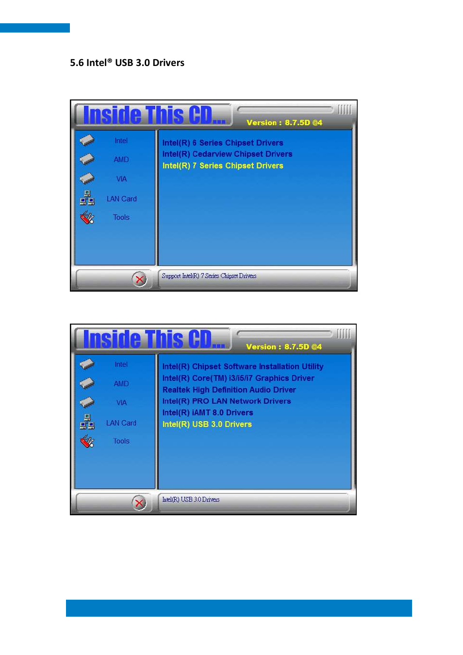 6 intel® usb 3.0 drivers | IBASE SI-62 User Manual | Page 69 / 73