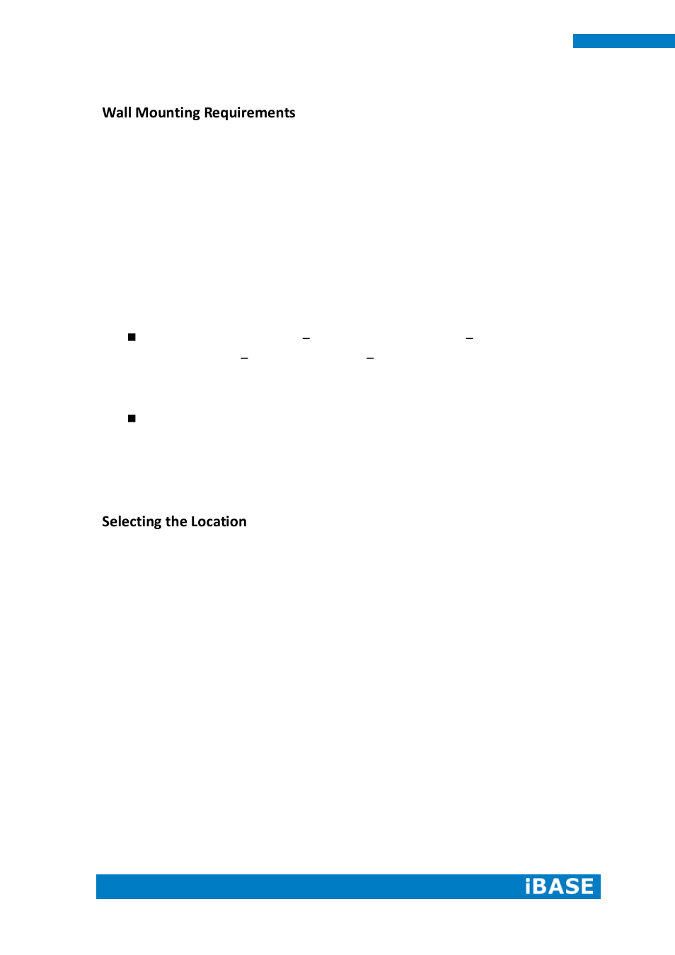 Wall mounting requirements, Selecting the location | IBASE SI-62 User Manual | Page 72 / 73