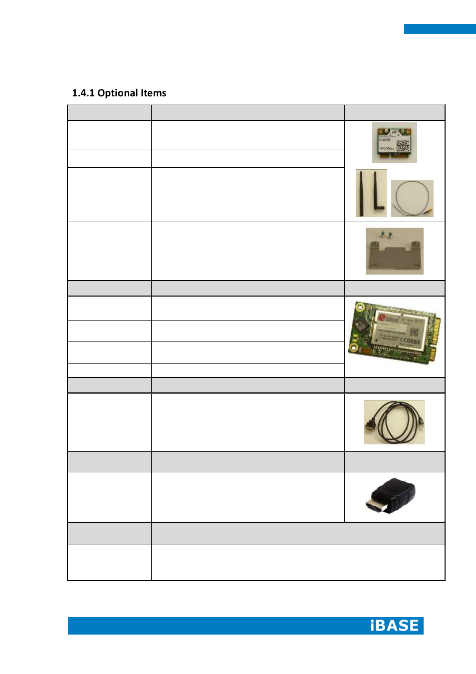 1 optional items | IBASE SI-12 User Manual | Page 14 / 48