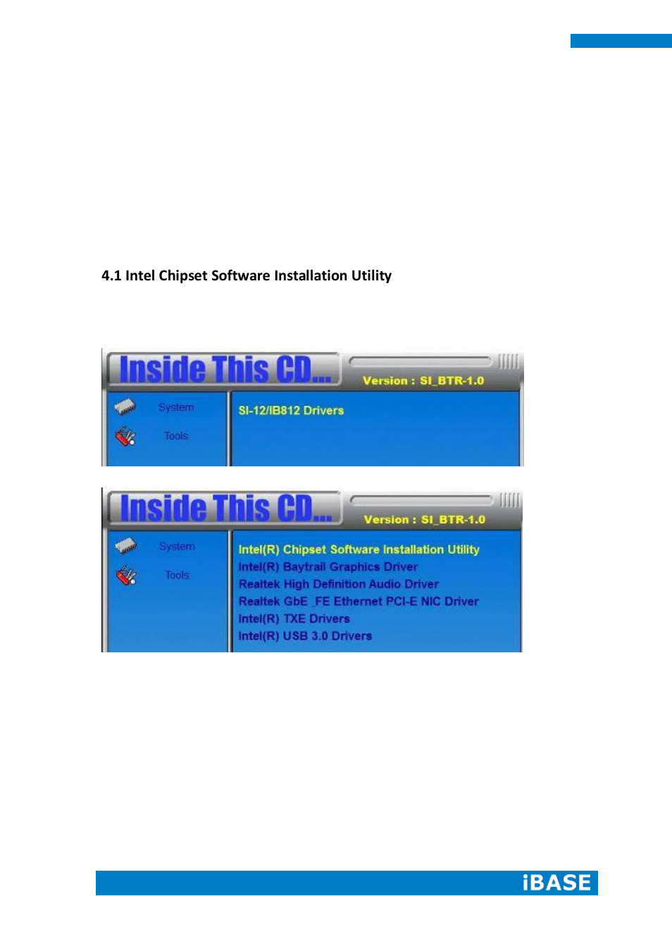 Chapter 4 drivers installation, 1 intel chipset software installation utility | IBASE SI-12 User Manual | Page 40 / 48