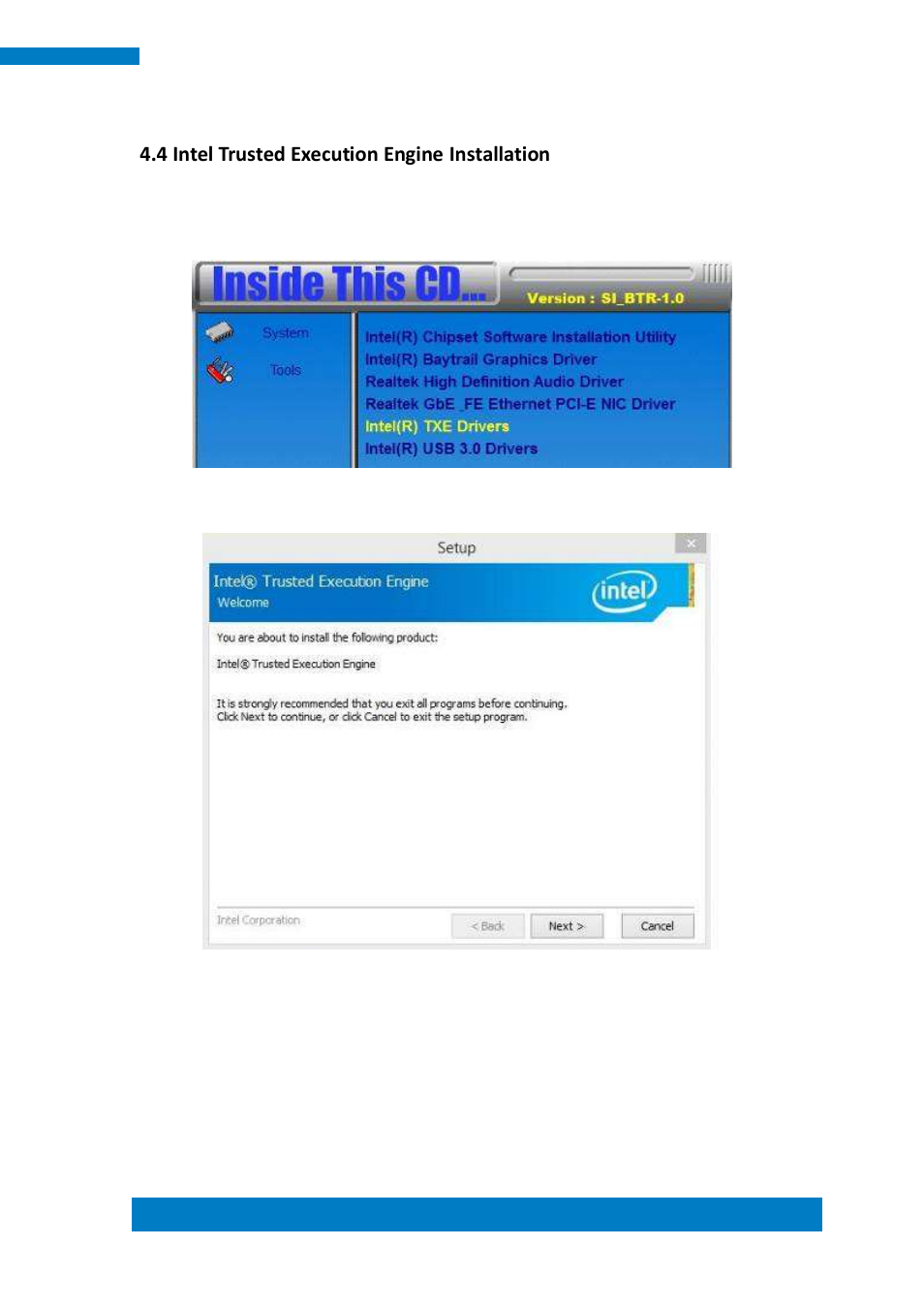 4 intel trusted execution engine installation | IBASE SI-12 User Manual | Page 43 / 48