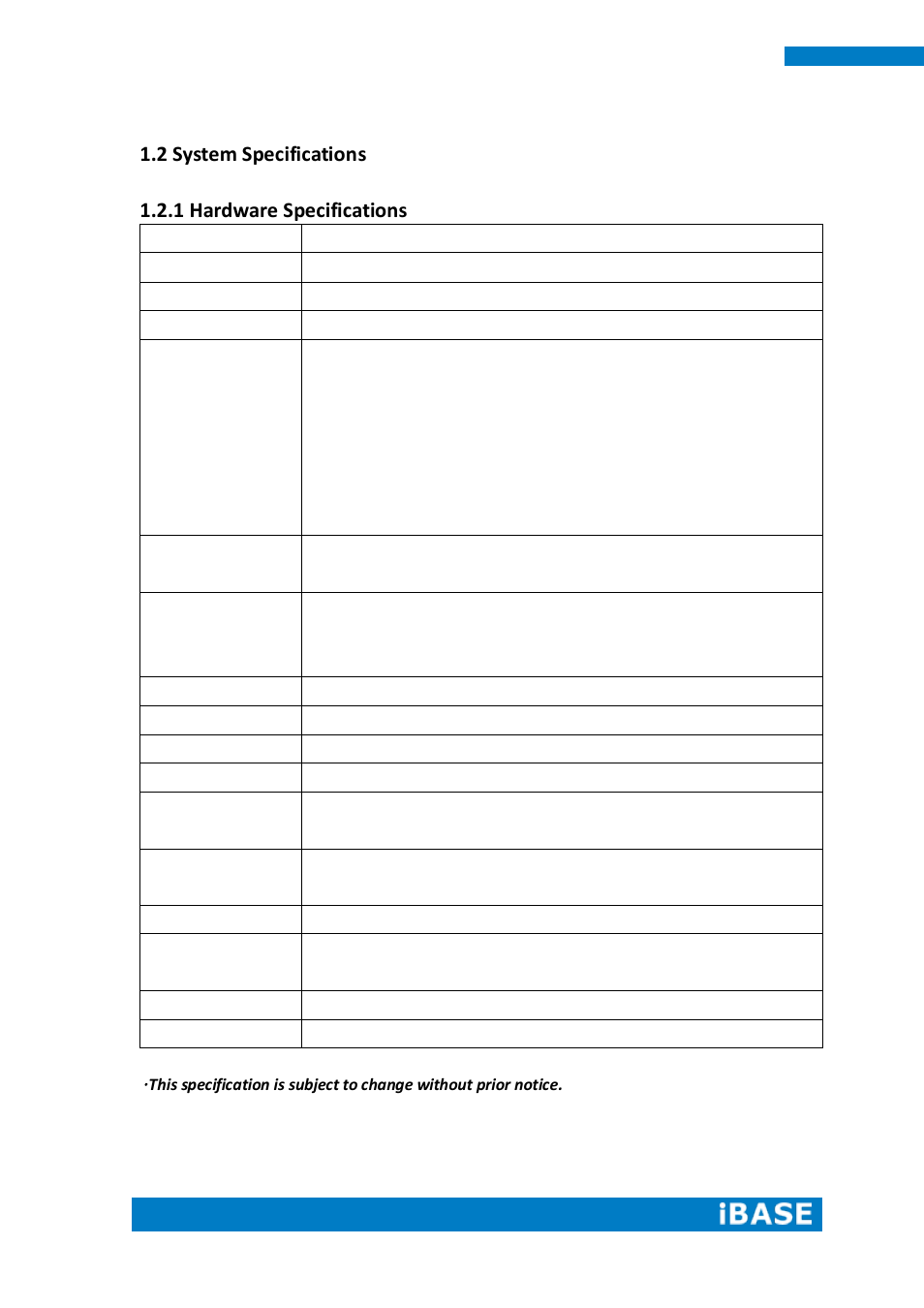 2 system specifications | IBASE SI-32-N User Manual | Page 10 / 50