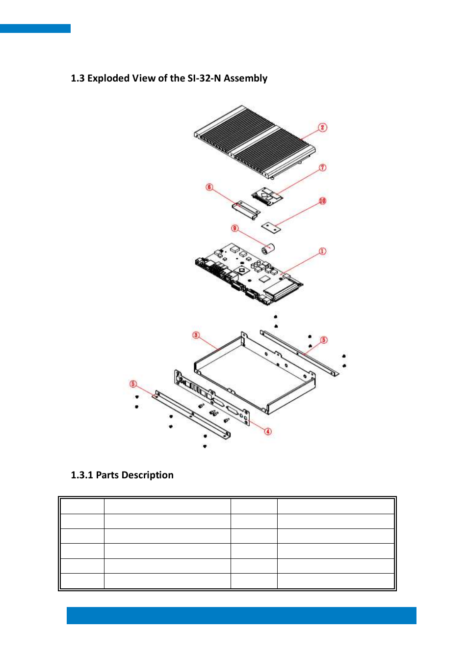 3 exploded view of the si-32-n assembly, 1 parts description | IBASE SI-32-N User Manual | Page 13 / 50