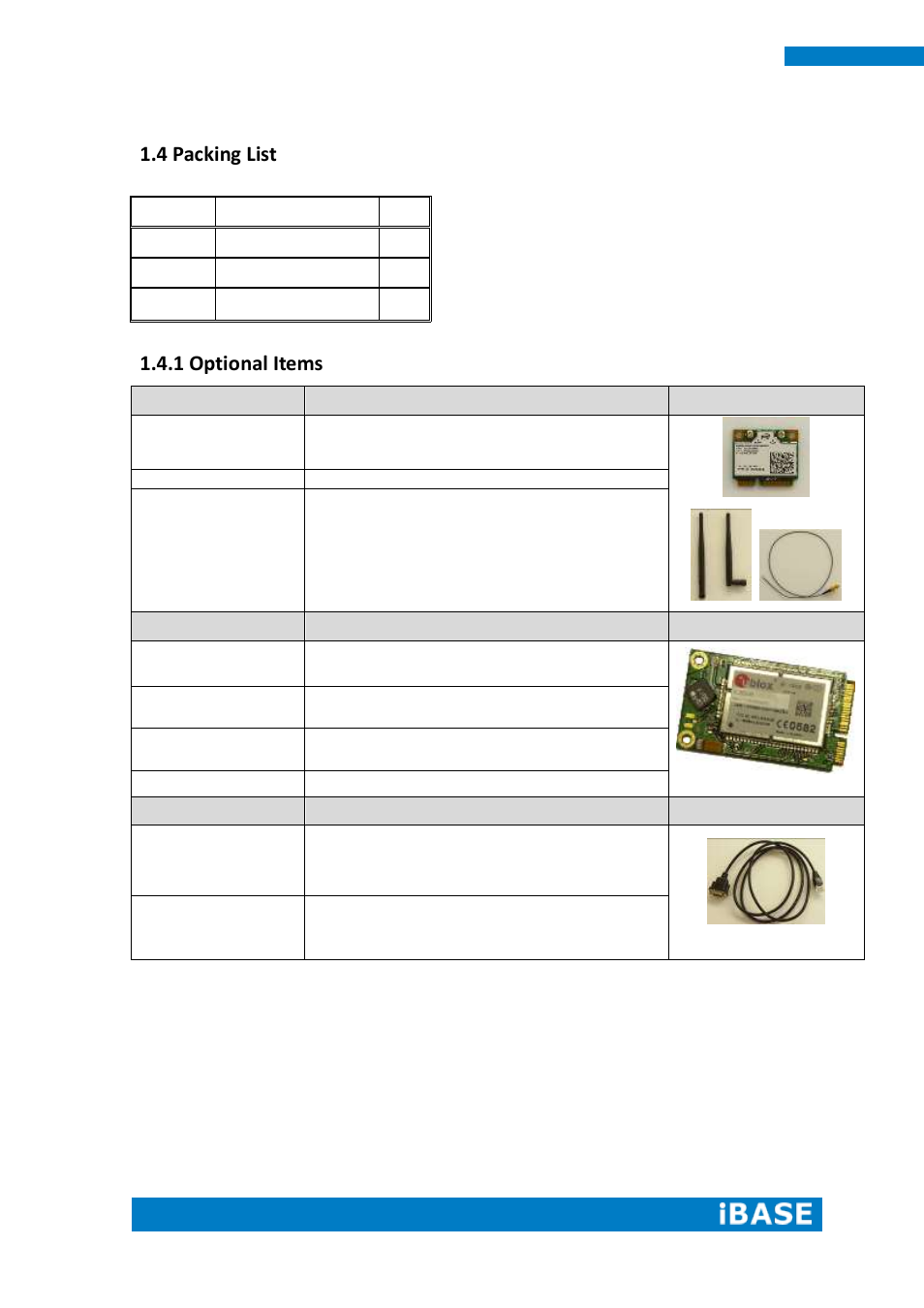 4 packing list, 1 optional items | IBASE SI-32-N User Manual | Page 14 / 50