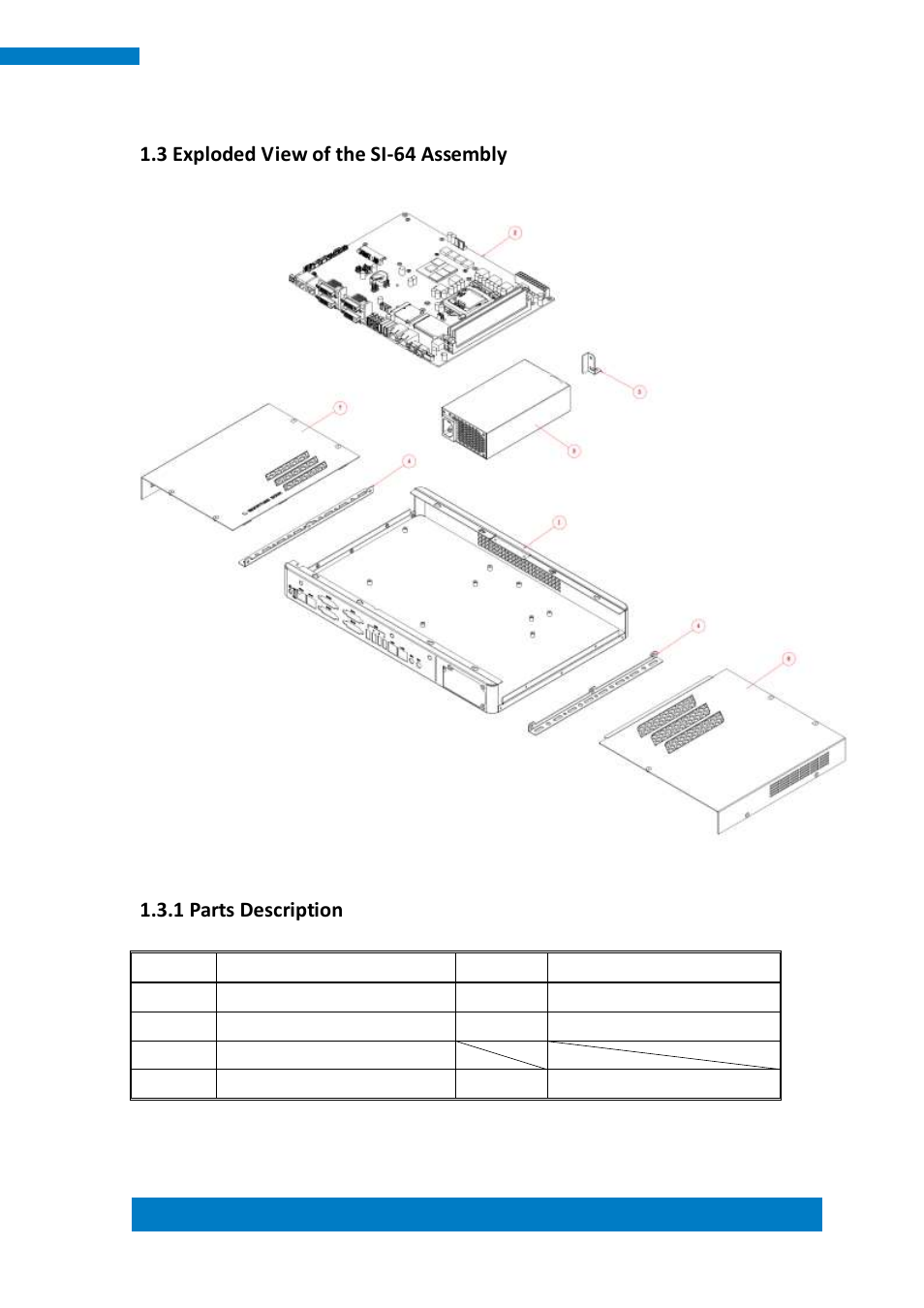 3 exploded view of the si-64 assembly, 1 parts description | IBASE SI-64 User Manual | Page 11 / 80